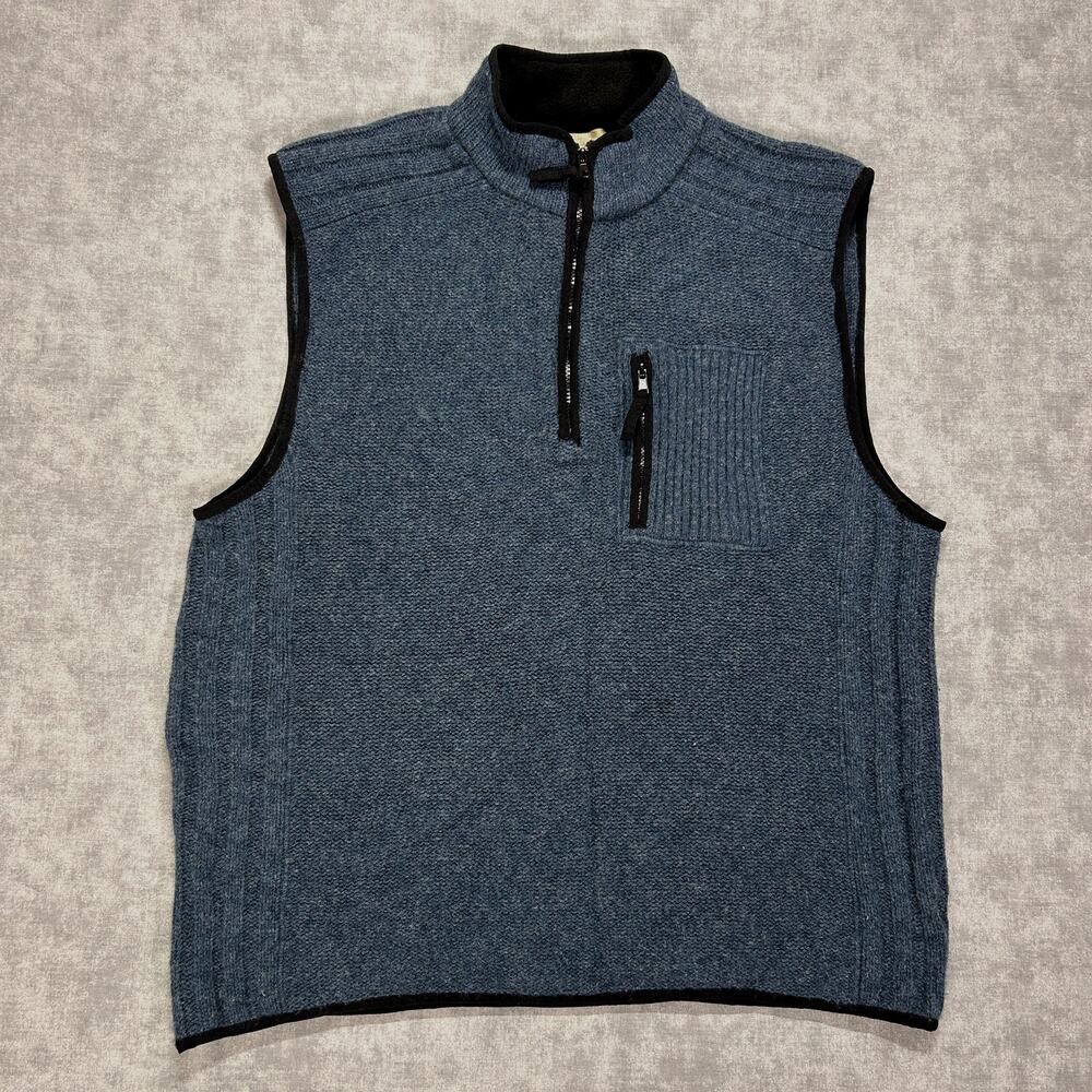 Vintage The Territory Ahead Lambswool sweater vest 1/4 zip mens XL Blue